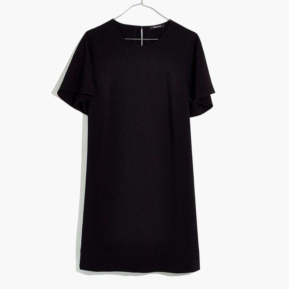 Crepe Flutter-Sleeve Mini Dress